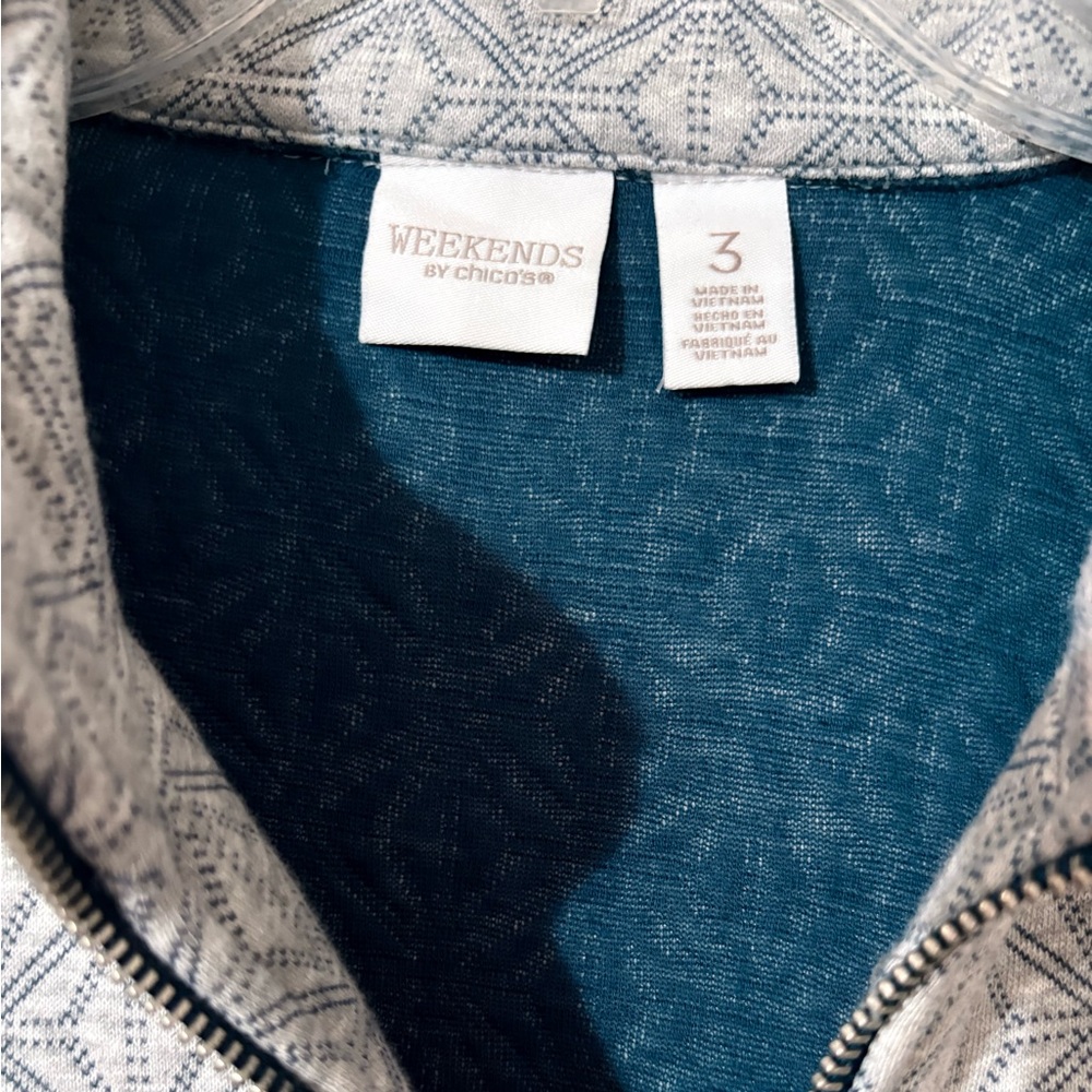 Chicos Gray Patterned Zip-Up Jacket - image 3